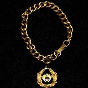 Vintage U.S. Air Force Hap Arnold Charm Bracelet – Gold Tone Military Insignia